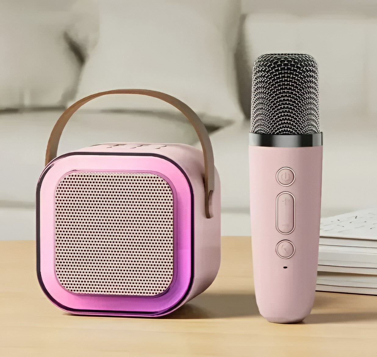 Bocina Karaoke Bluetooth con 2 Micrófonos